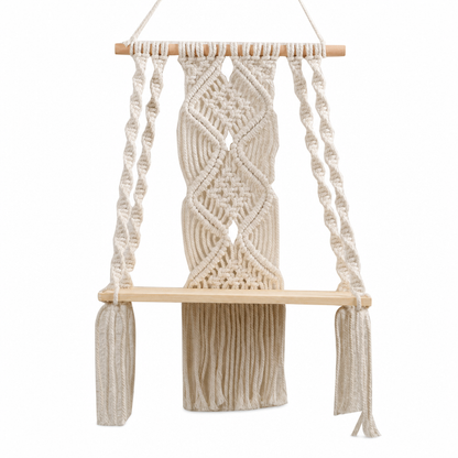 📢📢40% OFF !! ⏰Bohemian Hand Woven Macrame Wall Hanging Floating Shelf for Books and Plants Living Room Decor