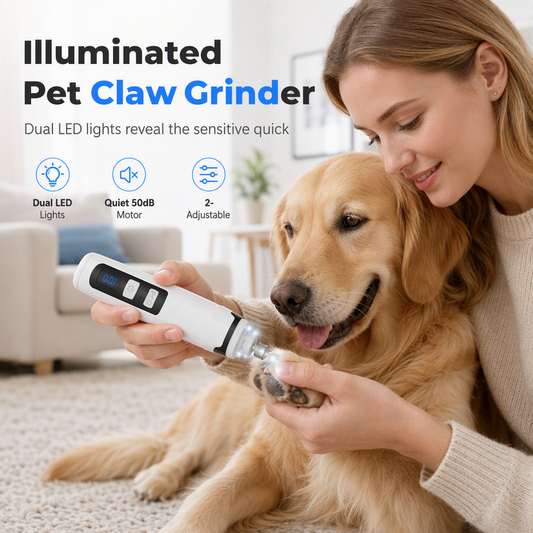 📢📢40% OFF !! ⏰Electric Pet Nail Grinder with Dual LED Lights Grooming Trimmer for Dogs and Cats