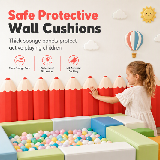 Pencil Shaped Self Adhesive Anti Collision Soft Wall Sticker Tatami Headboard Cushion for Kids Bedroom and Kindergarten