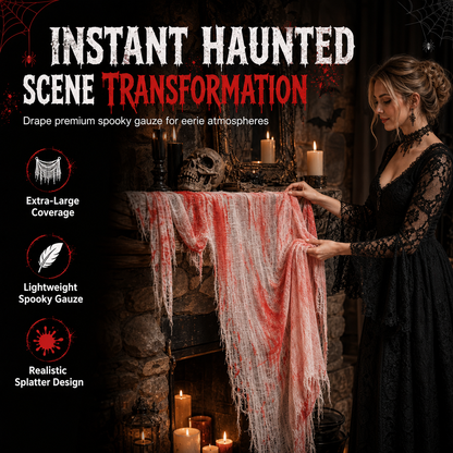 📢📢40% OFF !! ⏰Halloween Creepy Cloth Gauze Hanging Decoration 215 x 500 cm Large Fabric Prop for Haunted House and Party Scene Layout