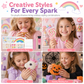 Kids Handmade Press On Nails Set 144 Pieces Almond Shape Cartoon False Nail Tips