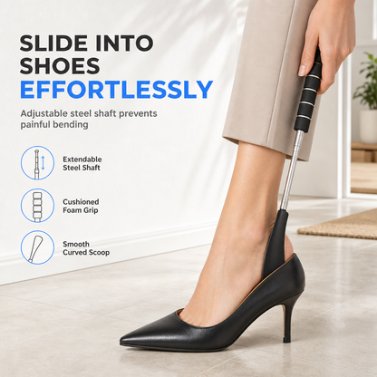 📢📢50% OFF !! ⏰Telescopic Stainless Steel Long-Handle Shoe Horn