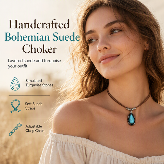 📢📢50% OFF !! ⏰Vintage Bohemian Style Suede Layering Necklace for Women with Dragonfly or Waterdrop Pendant
