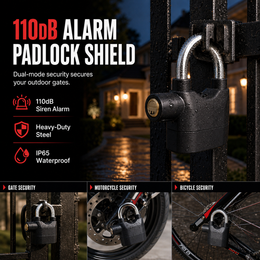 📢📢40% OFF !! ⏰70mm Aluminum Alloy Anti Theft Alarm Padlock Security Gate Lock for Warehouse Motorcycle and Bicycle with Batteries