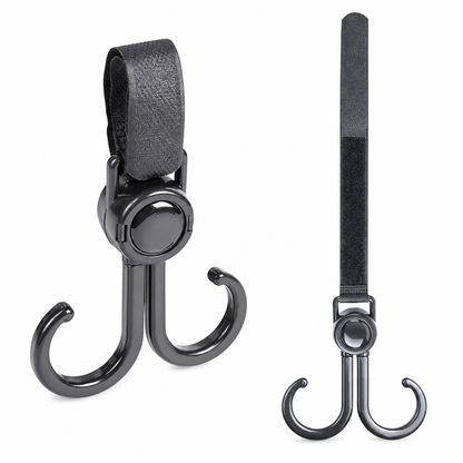 2 Pack 360 Degree Rotatable Double Stroller Hooks Multifunctional Baby Stroller Hanger Clips for Bags