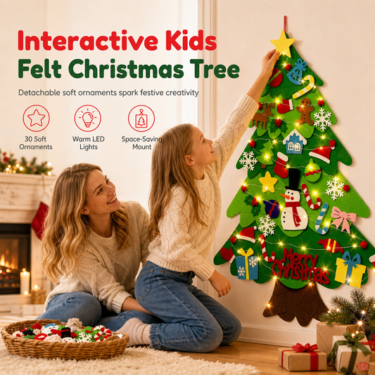 DIY Felt Christmas Tree Set with Detachable Ornaments for Kids Wall Hanging Christmas Decorations