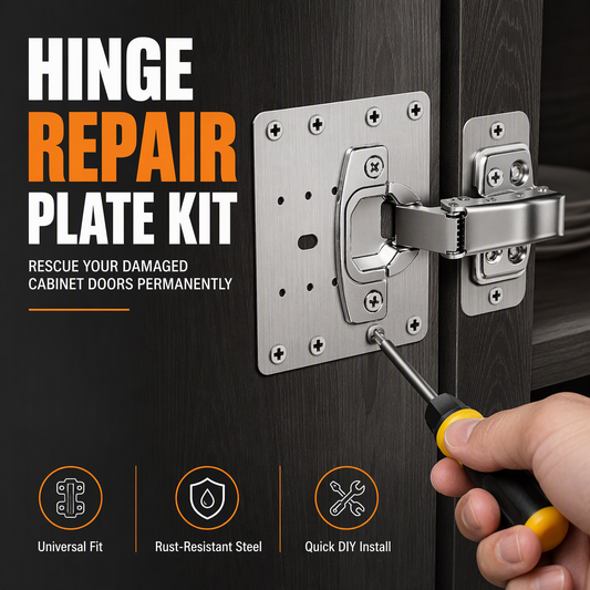 📢📢40% OFF !! ⏰Universal Stainless Steel Cabinet Hinge Repair Plate Kit with Screws for Furniture Cupboard Door