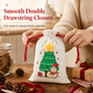 Christmas Cotton Linen Drawstring Gift Bags with Red Nosed Elk and Santa Claus Patterns for Holiday Candy and Favors 15x20cm