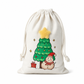 Christmas Cotton Linen Drawstring Gift Bags with Red Nosed Elk and Santa Claus Patterns for Holiday Candy and Favors 15x20cm
