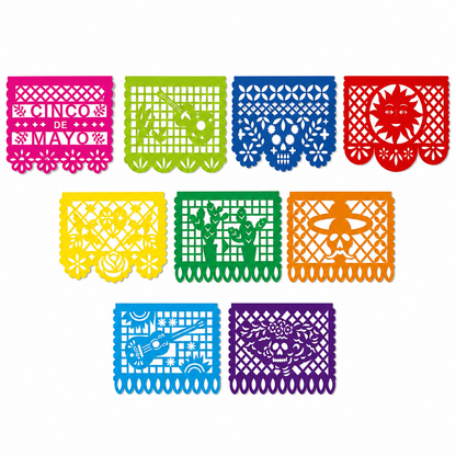 Mexican Plastic Banner Day of the Dead Paper Cut Style Garland for Cinco de Mayo and Halloween Party