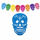 Mexican Plastic Banner Day of the Dead Paper Cut Style Garland for Cinco de Mayo and Halloween Party