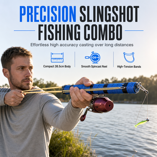 Precision Slingshot Fishing Rod and Bait Launcher Set with Spinning Reel for Long Casting