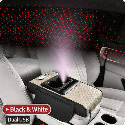Multifunctional Car Armrest Cushion with Starlight Projector