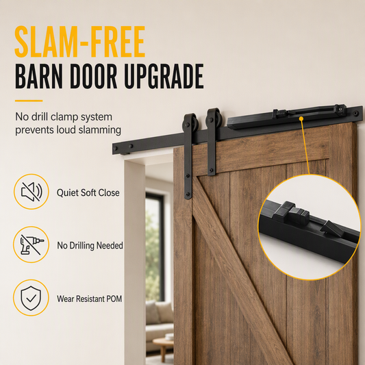 🚪 LIMITED-TIME 50% OFF! 🛡️ Sliding Barn Door Soft Close Mechanism – No-Drill, Quiet Closing, Durable ✨