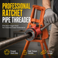 Manual Pipe Threading Tool Kit with Ratchet Handle and Die Heads