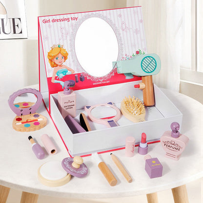 Kids Wooden Pretend Play Makeup and Hair Salon Dressing Toy Set