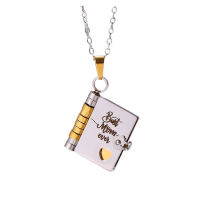 Mother's Day Engraved Book Necklace