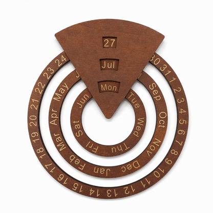 📢📢50% OFF !! ⏰Circular Wooden Rotating Perpetual Calendar Wall Hanging Decoration
