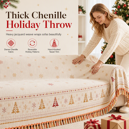 📢📢40% OFF !! ⏰Thickened Christmas Style Chenille Sofa Cover Full Coverage Cat Scratch Resistant and Stain Resistant Couch Slipcover