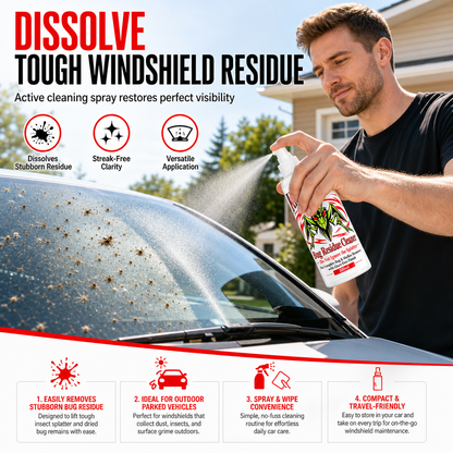 📢📢50% OFF !! ⏰ Car Windshield Bug Residue and Dust Cleaner 100ml Glass Cleaning Liquid for Removing Dirt and Insect Splats