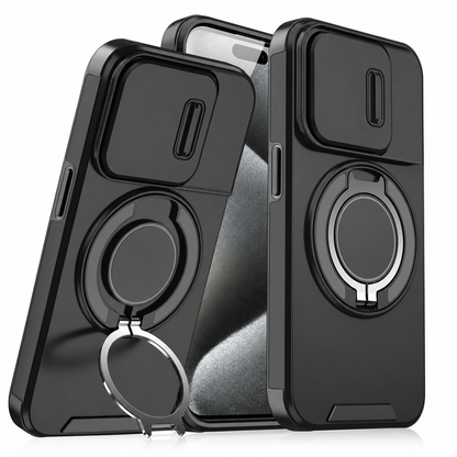 Shockproof Phone Case with Sliding Cover and Kickstand