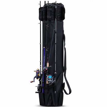 📢📢50% OFF !! ⏰Folding Cylindrical Fishing Rod Bag Drawstring Fishing Tackle Storage Carrier for Reservoir and Lure Fishing