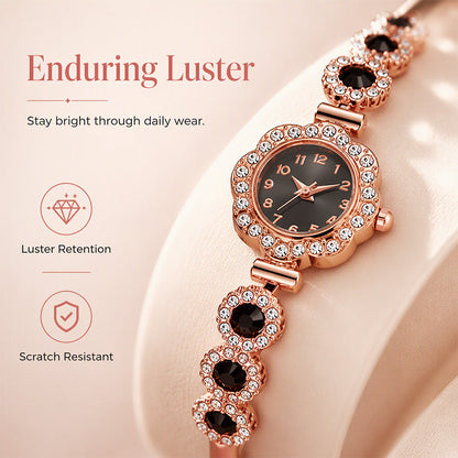 📢📢40% OFF !! ⏰Women's Elegant Rhinestone Floral Bezel Watch