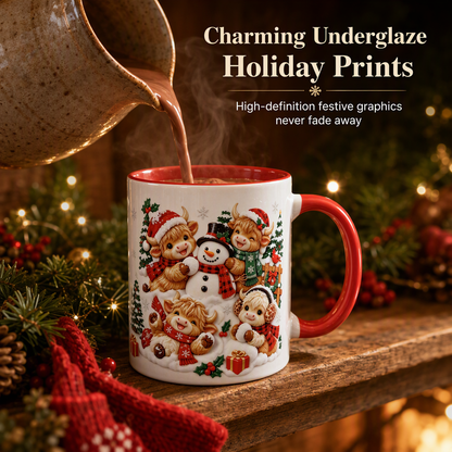 📢📢40% OFF !! ⏰ Festive Highland Cow & Snowman Ceramic Mugs – Add a Little Christmas Magic to Every Sip! ☕✨