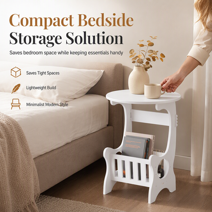 📢📢50% OFF !! ⏰Modern Minimalist Round Bedside Table and Sofa Side End Table for Small Spaces Bedroom and Living Room