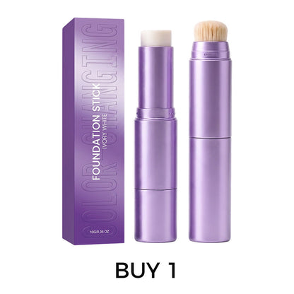 💄 LIMITED-TIME 50% OFF! ✨ 2-in-1 Color Changing Foundation Stick – Built-in Brush, Buildable Coverage, Portable 🤍