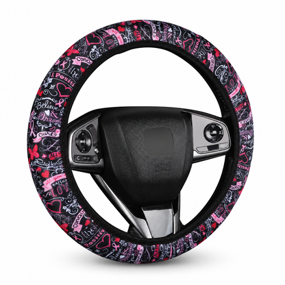 📢📢50% OFF !! ⏰Universal 38cm Ringless Silk Steering Wheel Cover Printed Breathable Car Wheel Protector for All Seasons