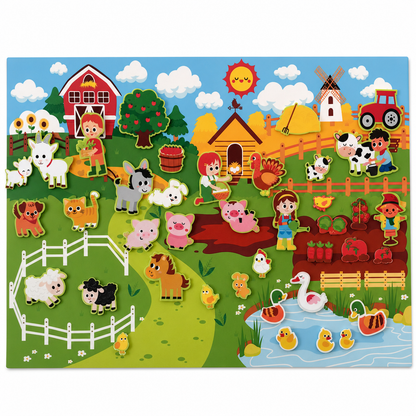 Kids DIY Felt Story Board Set 104x75 cm Farm Animal Theme Interactive Storytelling Wall Toy for Toddlers Early Learning