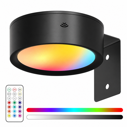 LED Puck Lights with Remote Control Battery Operated RGB Color Changing Under Cabinet Lighting Push Tap Night Light for Kitchen Closet Bedroom