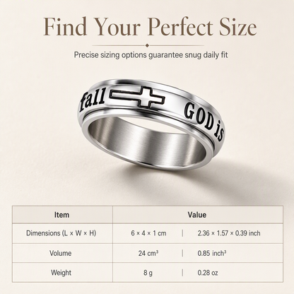 📢📢50%  OFF !! ⏰Silver Titanium Steel Spinner Ring with God Is Within Her She Will Not Fall Engraving