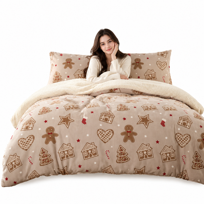 Printed Thick Warm 3-Piece Bedding Set for Autumn and Winter