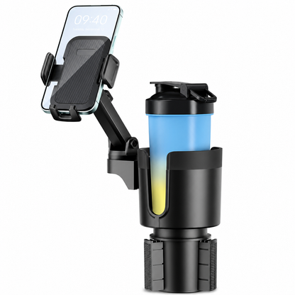 ⏳🔥LIMITED-TIME 53% OFF! Careluxpro 2 in 1 Car Cup Holder and Phone Mount Multifunctional Center Console Beverage Bottle Holder and Mobile Phone Navigation Stand