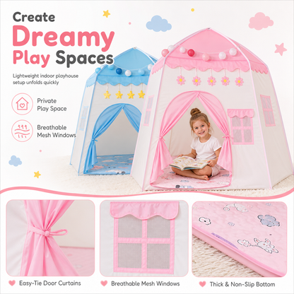 📢📢40%  OFF !! ⏰Kids Indoor Play Tent Princess Castle Secret Base Bed Tent Playhouse for Toddlers
