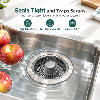 📢📢40%  OFF !! ⏰Kitchen Sink -Up Drain Stopper with Stainless Steel Body and ABS Strainer Basket Filter Plug