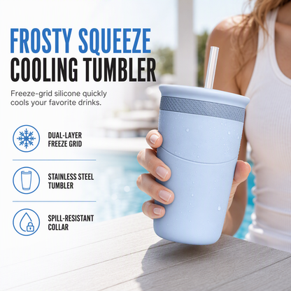 📢📢40%  OFF !! ⏰ Squeeze Cooling Tumbler: Releases Ice Cubes, Fits Cans, Silicone & Steel