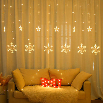 LED Snowflake Curtain String Lights