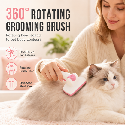📢📢50% OFF !! ⏰ Stainless Steel Pin Pet Grooming Brush – Detangling & Deshedding Comb for Cats & Dogs ✨