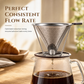 Reusable 304 Stainless Steel Double Layer Pour Over Coffee Filter Cone Drip Coffee Maker Funnel for 1 to 4 Cups