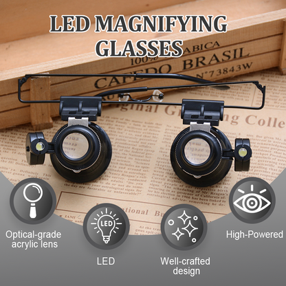 📢📢50%  OFF !! ⏰Crystal-Clear 20x LED Magnifying Glasses