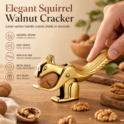 📢📢40%  OFF !! ⏰Zinc Alloy Squirrel Shaped Nutcracker Multifunctional Walnut and Nut Cracker Tool