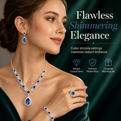 📢📢40%  OFF !! ⏰ Teardrop Crystal Jewelry Set – Radiant, Skin-Safe & Effortless ✨