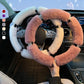 Gift Choice - Warm Plush Car Steering Wheel Cover with Rhinestone