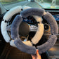 Gift Choice - Warm Plush Car Steering Wheel Cover with Rhinestone