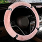 Gift Choice - Warm Plush Car Steering Wheel Cover with Rhinestone