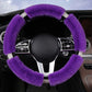 Gift Choice - Warm Plush Car Steering Wheel Cover with Rhinestone