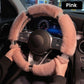 Gift Choice - Warm Plush Car Steering Wheel Cover with Rhinestone